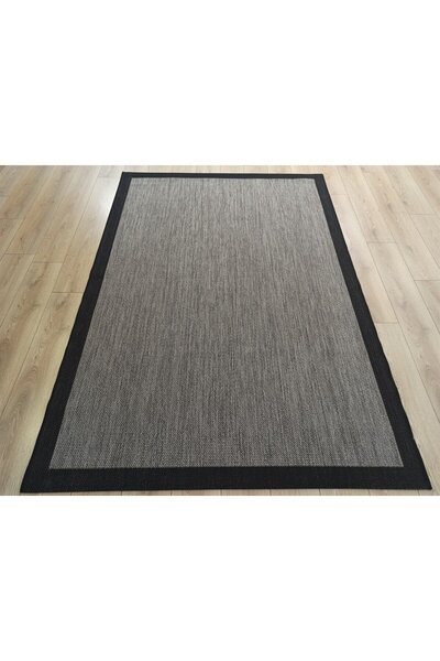 Çam Halı Sisal 9715 Vizon / Siyah Bordürlü Jüt Sisal Kilim