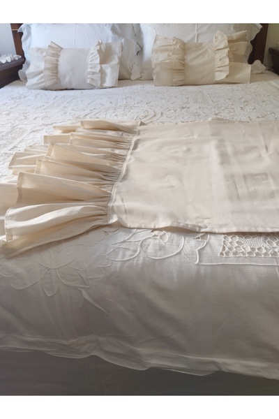 AHSERHOME HAM KETEN 5 PARÇA YATAK RUNNER &KIRLENT KILIFI&KOMODİN RUNNER ÇİFT KİŞİLİK