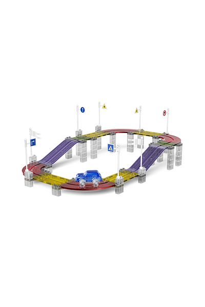 Magnetic Fields Magnetic Building Tracks with Electric Car -113 Pcs