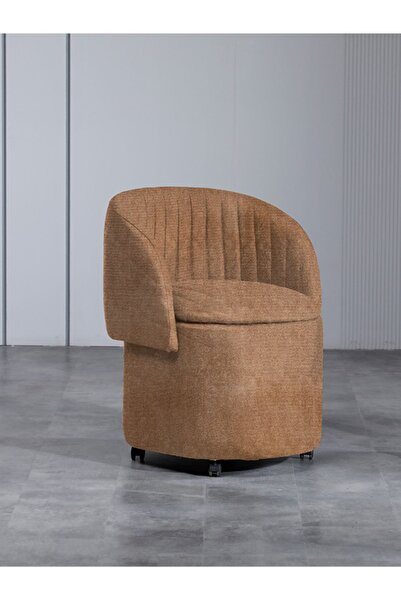 Meşe Home Form Bazalı Tekerlek Ayaklı Hafif Nubuk Kumaş Sırtlı-Sırtsız Puf - ...