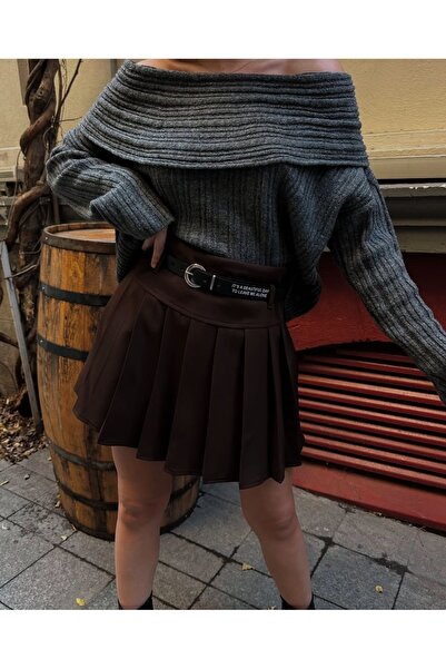 Ekim Store Міні-спідниця-шорти з поясом з принтом