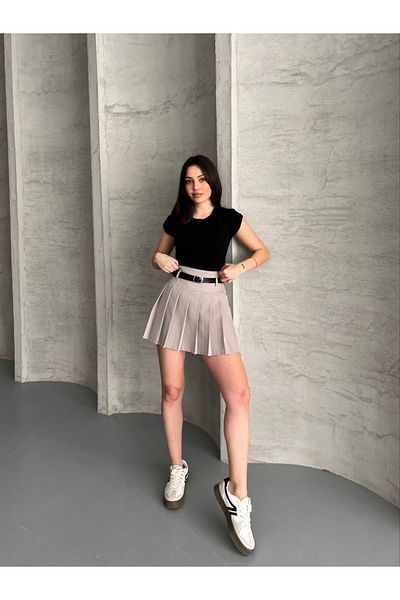 Ekim Store Fusta mini scurtă cu centură de sezon nou