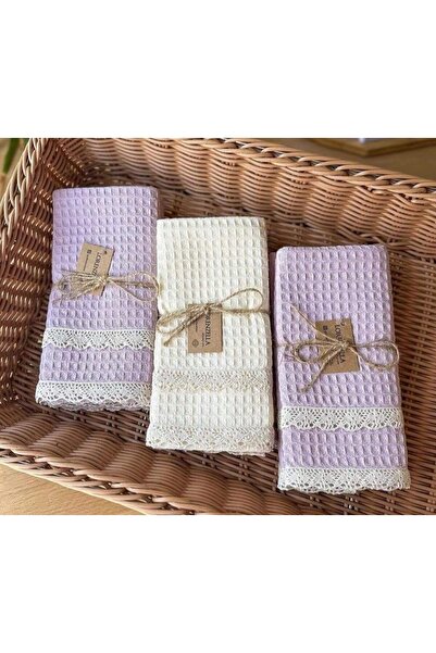 Lorenzella 6’lı Mutfak Havlusu 40x60 cm %100 Pamuk Dantel Detaylı