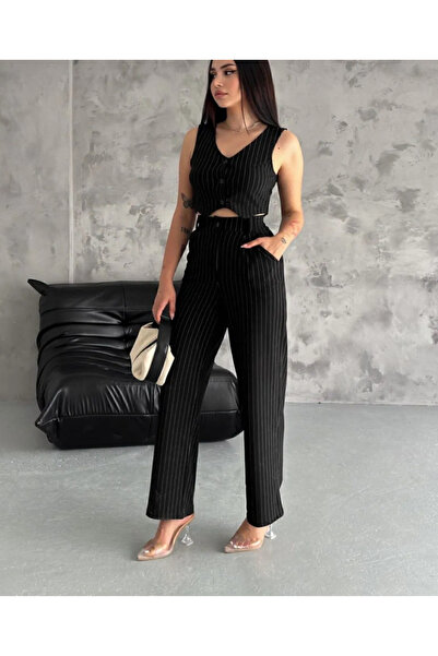 semela بدلة مزدوجة مع بنطلون أسود وسترة قصيرة