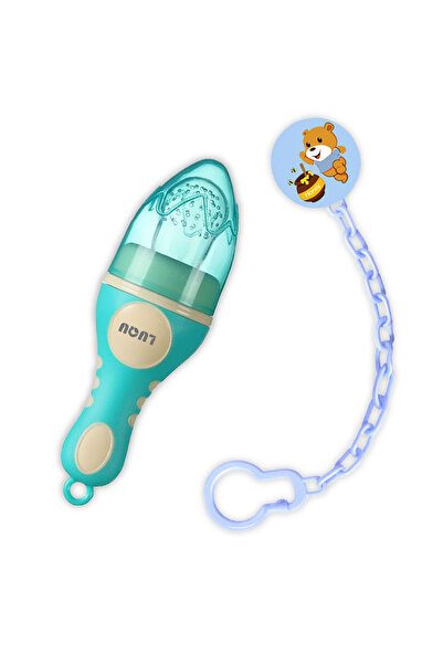 LUQU BABY وحدة تغذية مصاصة على شكل فواكه لتخفيف ألم التسنين لدى الطفل ومشبك مصاصة وعضاضات وألعاب صغيرة في مكانها