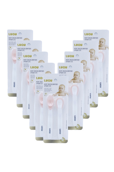 LUQU BABY مستشعر درجة الحرارة من Luqu، ملعقتان، وردي اللون، عبوة من 10 قطع