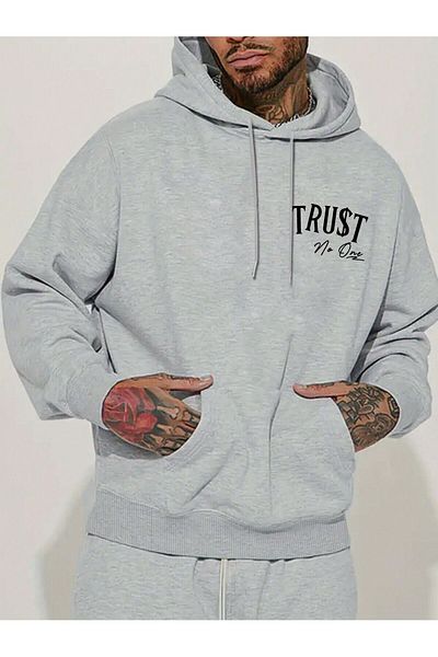 aynewmoda Hooded Don'T Trust Anyone Basque Sweatshirt