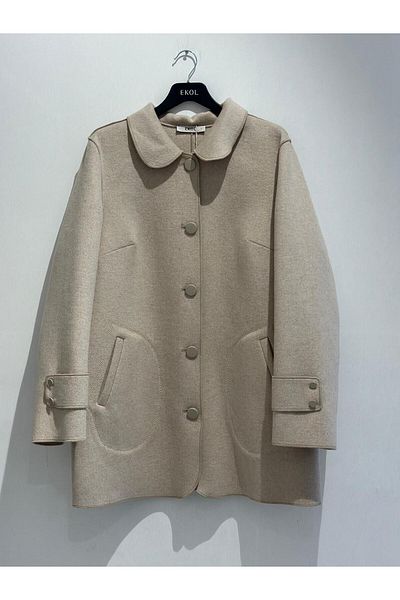 Ekol Baby Collar Button Closure Stamp Coat