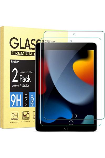 AWH واقي شاشة لجهاز iPad من الجيل التاسع والثامن والسابع مقاس 10.2 بوصة، مكون من قطعتين، 9H، مضاد للخدش، شفاف للغاية، خالٍ من الفقاعات