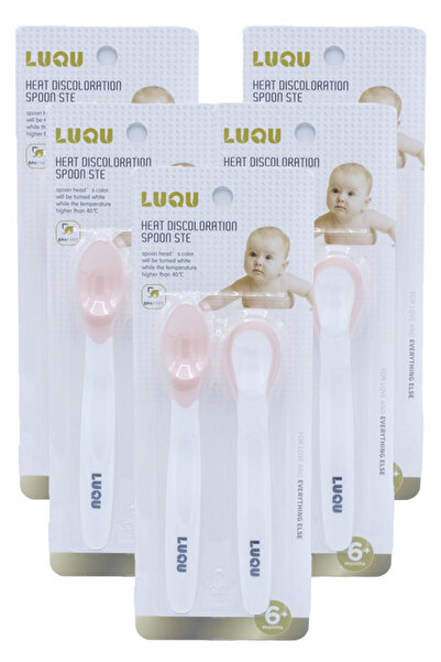 LUQU BABY ملعقة استشعار درجة الحرارة من لوكو، ملعقتان، وردية اللون، عبوة من 5...