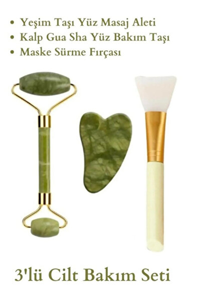 Acarlar Ticaret %100 Doğal Yeşim Taşı Masaj Aleti Kalp Gua Sha Yüz Bakım Taşı...