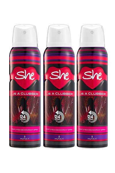 She Women Deo Clubber 150 ml X3 Adet