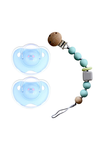 LUQU BABY طقم مكون من 2 مصاصة وسلسلة مشبك مصاصة للأطفال مصنوعة من خرز السيليك...