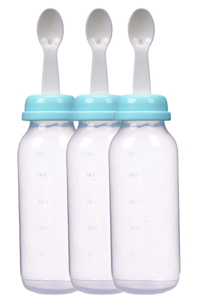 LUQU BABY Food Feeder With Spoon 240ml Blue-pack of 3
