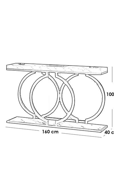 Generic Iron and gold and white marble alternative entrance table - 160x40x100 cm