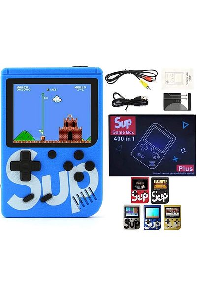 AWH SUP Game Box Plus 400 in 1 Retro Games, Upgraded Mini Portable Console, Handheld Gift (Blue)