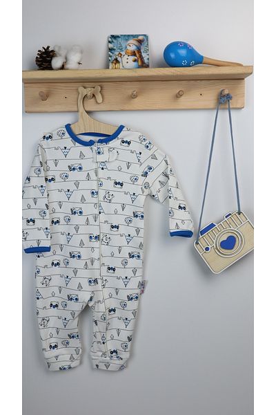 Vita Bella Luxe Baby Boy's Striped and Raccoon Jumpsuit Without Booties