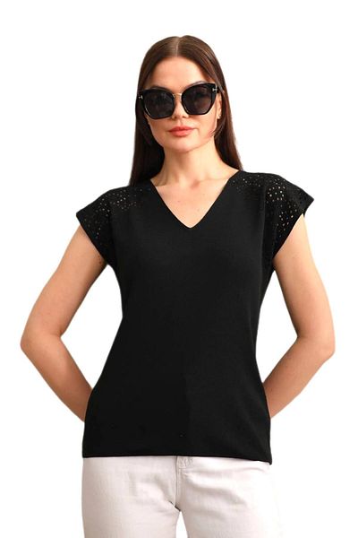lavella Women's Knitwear V-Neck Shoulder Openwork Strap Undershirt