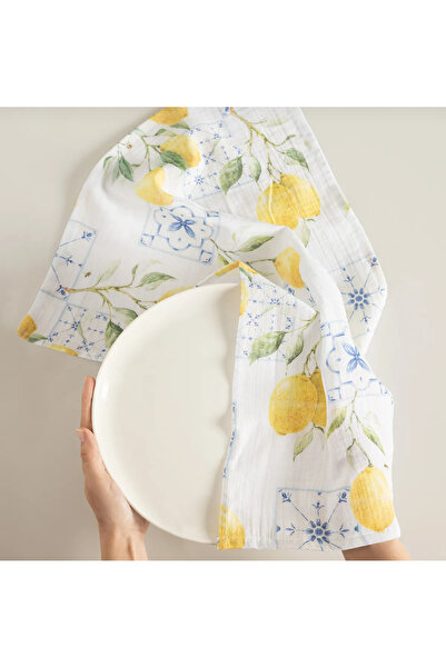 Madame Coco Muslin Drying Towel - White/Yellow 40*60 cm