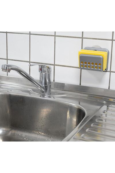 Mode Cool In-Sink Adhesive Kitchen Type Dish Sponge Hanger Holder with Suction Cup