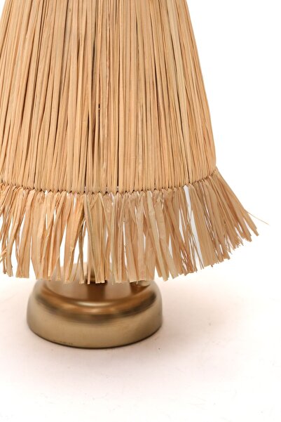 stork woods Rafya Hasır Pilli Abajur Kablosuz Masaüstü Gold Gece Lambası