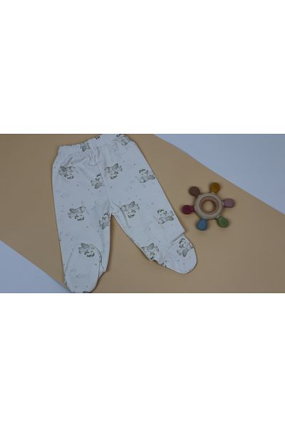 Vita Bella Luxe Baby Booties with Airplane Pattern and Green Single Bottom