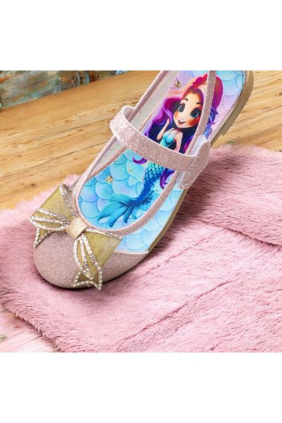 JOJO KIDS Balerini ilustrați cu velcro transparent pentru fete - ortopedici și flexibili moi