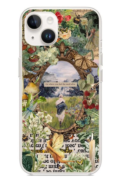 TechTree Green Nature Transparent Silicone Case for iPhone 13 - 14 Compatible