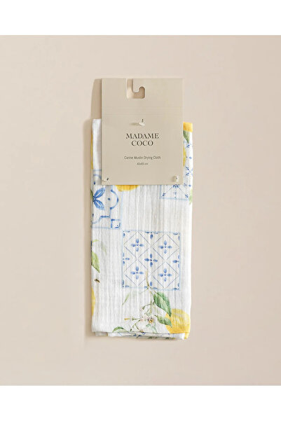 Madame Coco Muslin Drying Towel - White/Yellow 40*60 cm