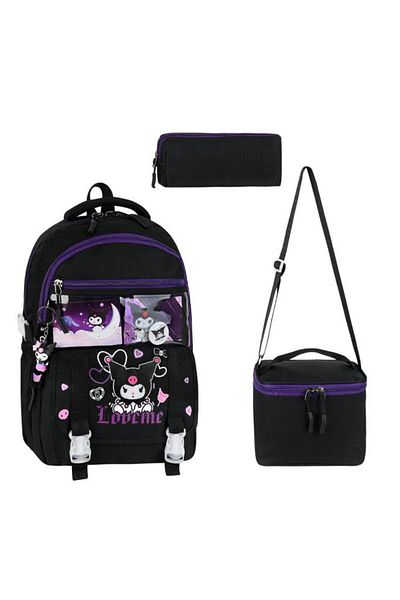 Baginn Geantă pentru școală primară Set de 3 cutii de prânz Suport stilou 42*30 cm Breloc și insignă Cadou