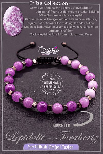 Erilsa Certified Aaa+ Quality Real Terahertz - Lepidolite Stone Bracelet - Cornstone