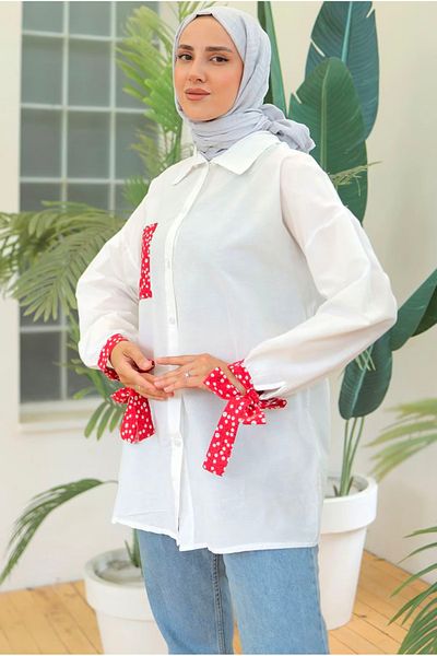 cacobutik قميص نسائي ذو أكمام مقرمشة