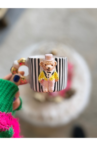 Pernotte El Yapımı 24k Altın Kaplama Erkek Teddy 120ml Türk Kahvesi Fincanı