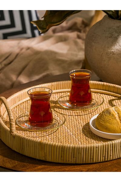 LC Waikiki Lcw Home 4-Person Yellow Printed Glass Tea Cup Set - t t