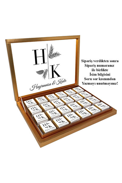 Blackeye Chocolate Kişiye Özel İsimli Söz Nişan Nikah Çikolatası - 72 Adet Ma...