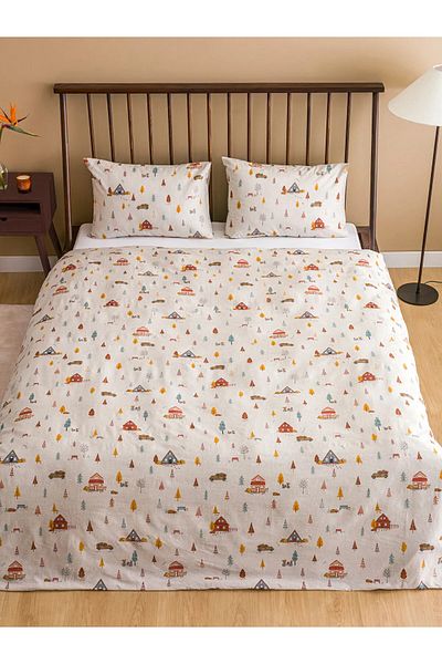 LC Waikiki Set cuvertură dublă cu imprimeu bej LCW HOME