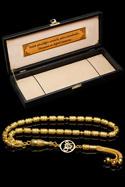 OTTOTESBİH 22K Altın Kaplama Gümüş Tespih 5x8mm 21 gr Kapsül Kesim İsimli Tespih