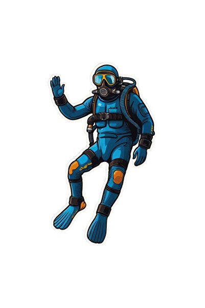 Altınuç Art Design 6x10 cm Dalgıç Sticker Laptop Kask Araba Motor Defter Sticker