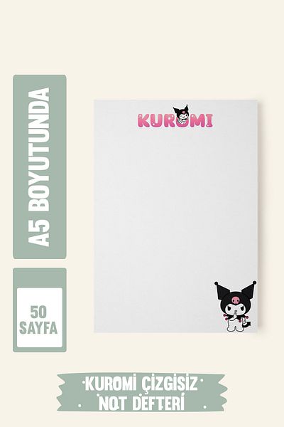 Srctech Kuromi Unlined Notepad Memo Pad Notepad 50 Sheets A5 Size