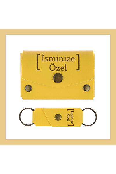 Asortishey Sarı Renk, İsme Özel Cüzdan ve Anahtarlık Seti, Unutulmaz Hediye, ...