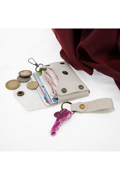 Miaju Stone Color, Leather, Coin Purse Set with Hook, Best Gift for Special Occasions, Special Production