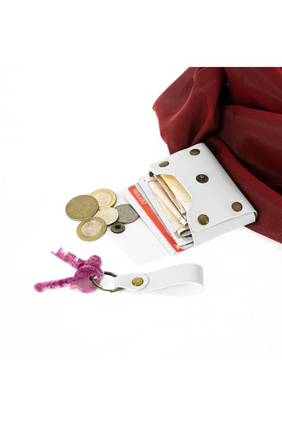 Miaju Ice White Color, Leather, Coin Purse Set with Hook, Best Gift for Special Occasions, Special Production