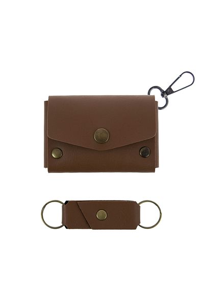 Miaju High Quality Leather Envelope with Hook Coin Purse and Keychain Set, Special Day Gift