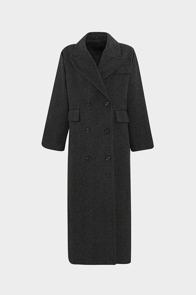 Açelya Okcu Premium Flap Oversize Pocket Detailed Maxi Women's Wool Coat