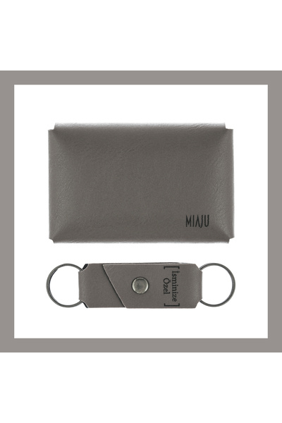 miawiki Ash Grey, Custom Designed Wallet and Keychain Set in Your Name, a Stylish Keepsake Special for Your Lover