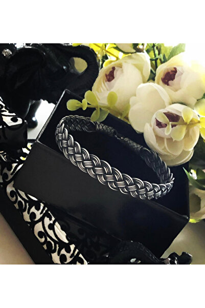 ES Kazaziye Gümüş Oksitli Örgü Model Bileklik 10 gr