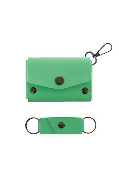 Miaju Pistachio Green Color Leather Coin Purse Set with Hooks, Best Gift for Special Occasions