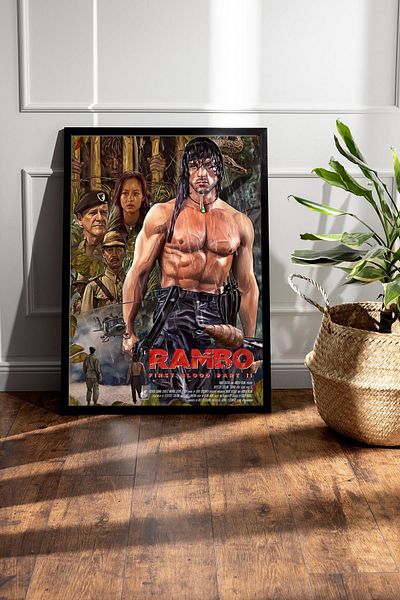 Saturn Tablou cu ramă Rambo - Tablou poster Rambo Fim
