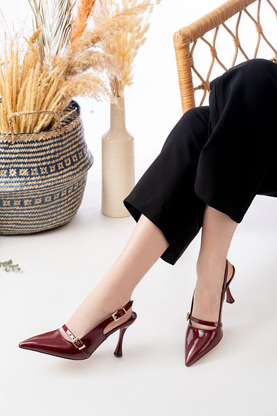 Egepass Eliz One Strap Elegant Women's Heeled Shoes with Stylish Buckle