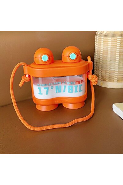 Livava وعاء شرب للمناظير مع شفاطة وحزام، 18×15 - برتقالي